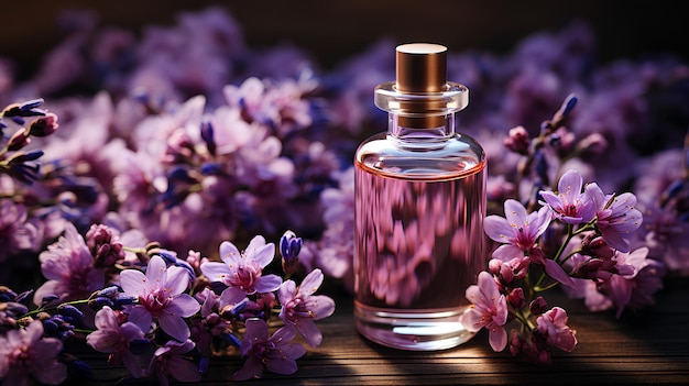 Traitements de spa en bouteille de sérum pour le visage Fleurs de lavande violette
