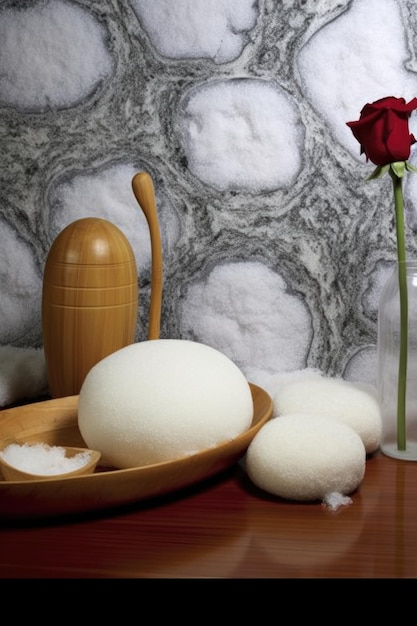 Traitements spa masque de boue sels de bain et luffa créés avec générative ai