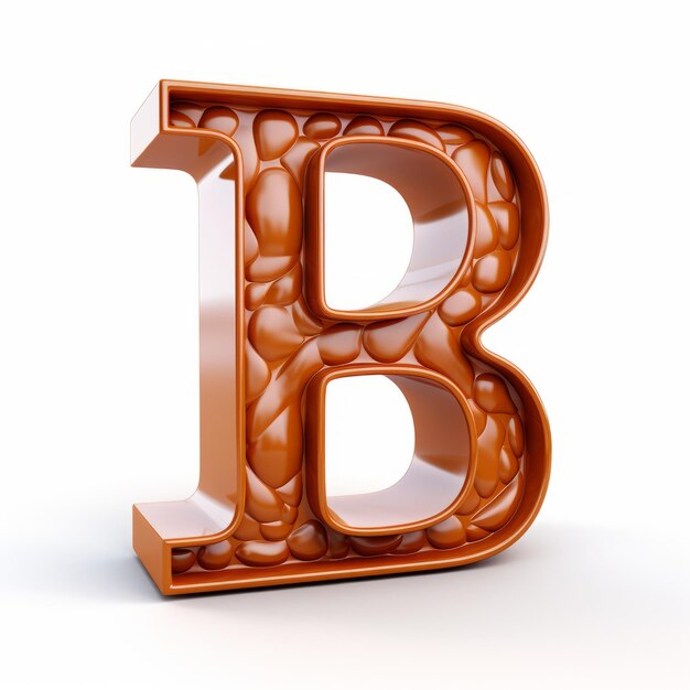 Traitements de surface de texture et surfaces vitrées à la lettre B de chocolat 3d