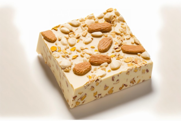 Traiter les amandes traditionnelles espagnoles Nougat Turron affiché dans une collection sur un fond blanc Bonbons Turron pour Noël