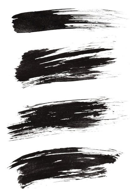 Des traits de pinceau noirs abstraits en png transparent