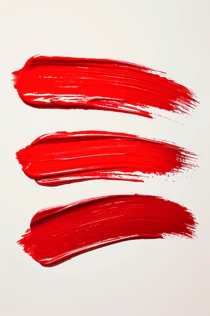 Photo les traits de rouge à lèvres isolés sur un fond blanc focus sélectif