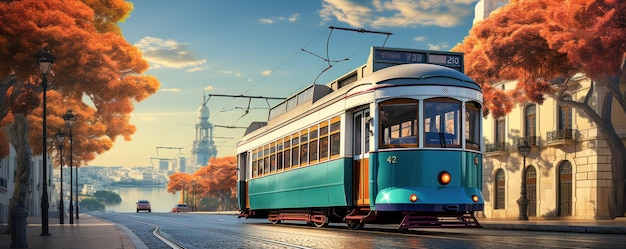 Photo le tram dans la rue.