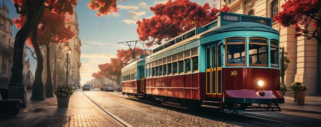 Photo le tram dans la rue.