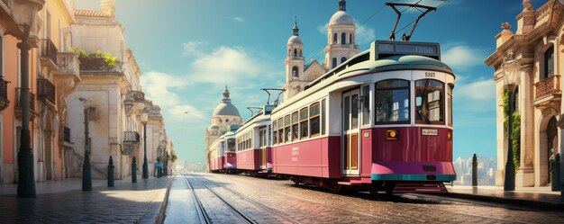 Le tram dans la rue.