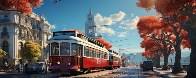 Photo le tram dans la rue.