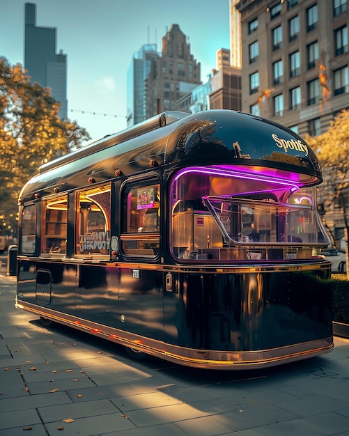 Photo un tram noir avec le mot escalier mécanique sur le dessus