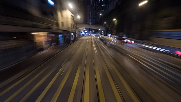 Tramway De Nuit à Hong Kong