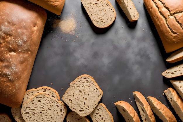 Tranche d'art génératif de pain de blé entier par AI