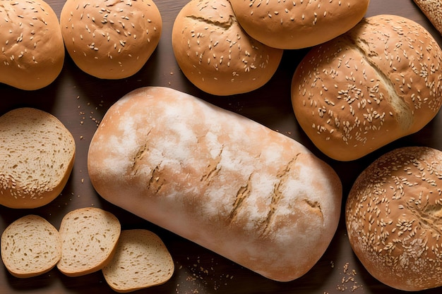 Tranche d'art génératif de pain de blé entier par AI