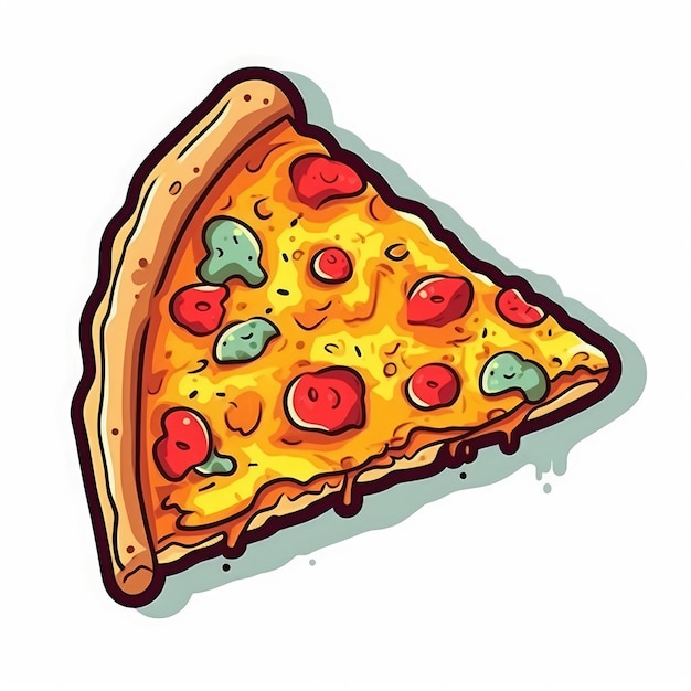 Tranche d'autocollant de pizza ai généré