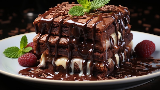 Tranche de brownie au chocolat noir avec glaçage maison