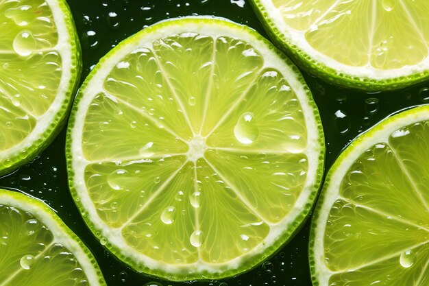 Une tranche de citron mûr avec des gouttes d'eau