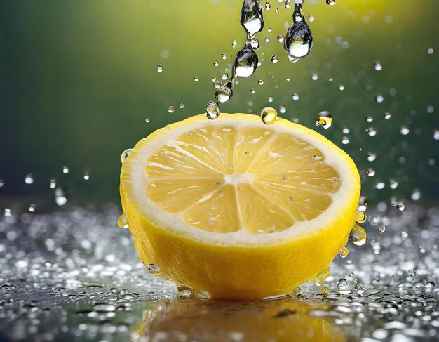 Une tranche de citron avec un peu d'eau.