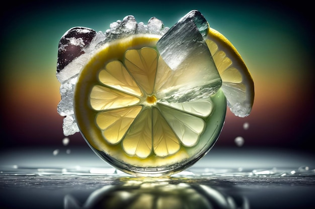 Une tranche de citron sur un verre