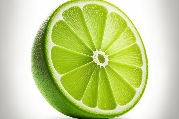 Tranche de citron vert en bonne forme fond blanc