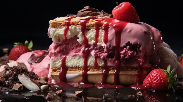 Une tranche de crème glacée succulente, des détails insensés dans la photographie culinaire de qualité magazine