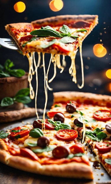 Une tranche délicieuse de pizza photographie de nourriture belle recette de nourriture savoureuse photographie réaliste