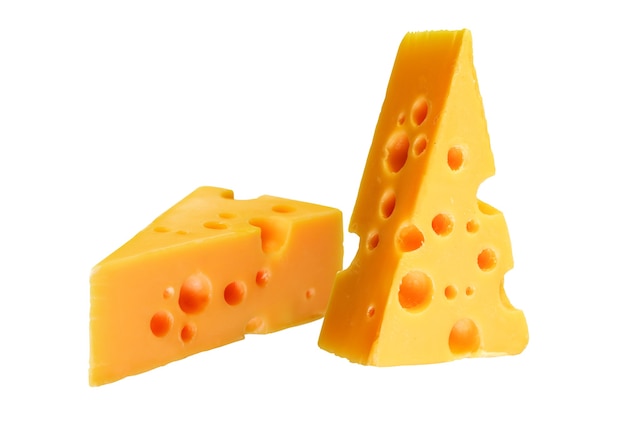 Tranche de fromage cheddar sur isolé