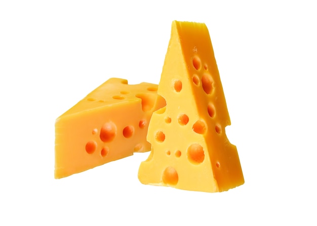 Tranche de fromage cheddar sur isolé