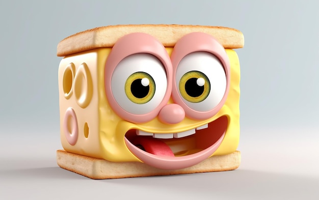 Une tranche de fromage avec un visage en fromage