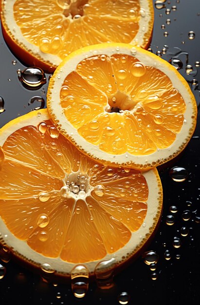 tranche de fruit d'orange fraîche avec de l'eau éclaboussée