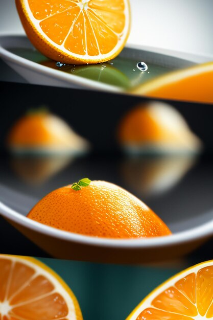 Photo tranche de fruit orange jaune affichage de jus d'orange fond de publicité de promotion commerciale
