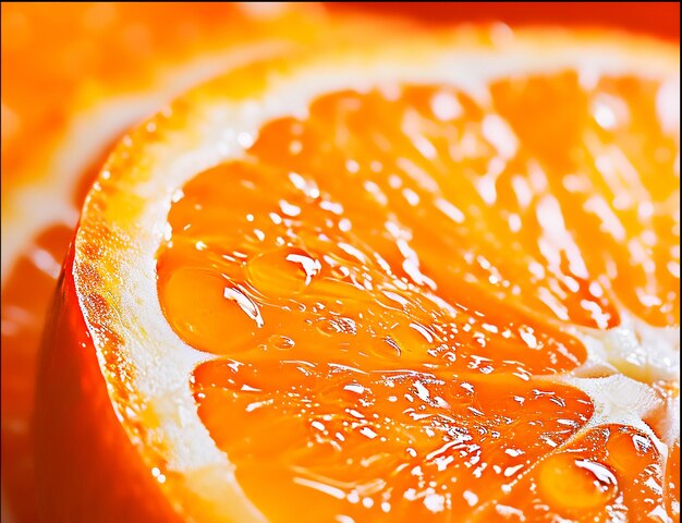 Une tranche de fruit d'orange macro