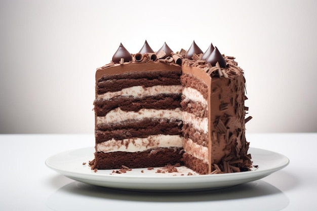 Une tranche de gâteau au chocolat sur une assiette