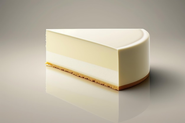 Tranche de gâteau au fromage isolé sur fond blanc