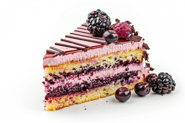 Une tranche de gâteau aux baies molles et moelleuses