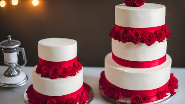 Une tranche de gâteau de velours rouge avec glaçage blanc et une tranche de fraise.