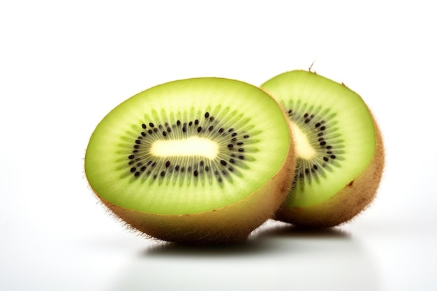 Une tranche de kiwi frais et juteux isolée sur un fond blanc