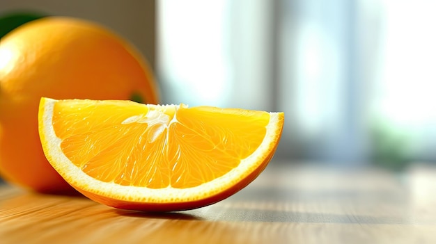 une tranche d'orange sur une table