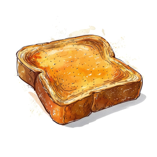 une tranche de pain grillé sur une illustration de fond blanc