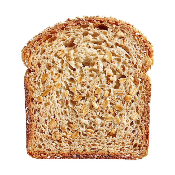 Photo une tranche de pain multigrain photo fond blanc