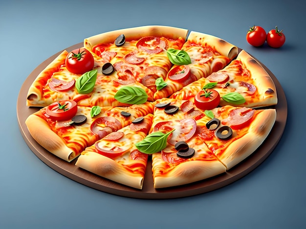 Photo tranche de pizza 3d