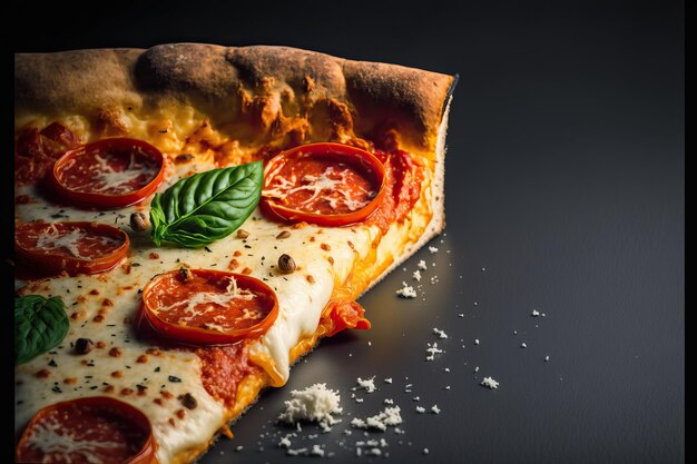 Tranche de pizza au pepperoni italienne traditionnelle avec sauce tomate et roquette
