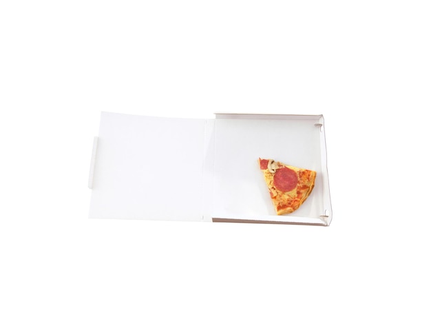 Photo tranche de pizza dans une boîte à emporter