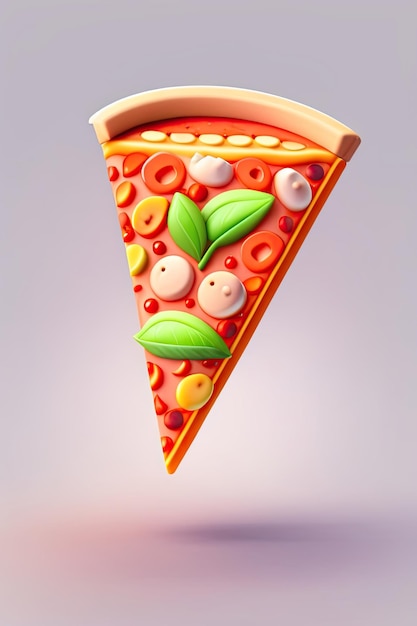 Tranche de pizza fondue avec le pouce levé dessin animé 3d