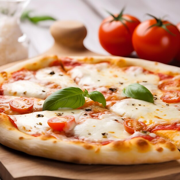 Une tranche de pizza italienne avec du fromage mozzarella croustillante sur la table