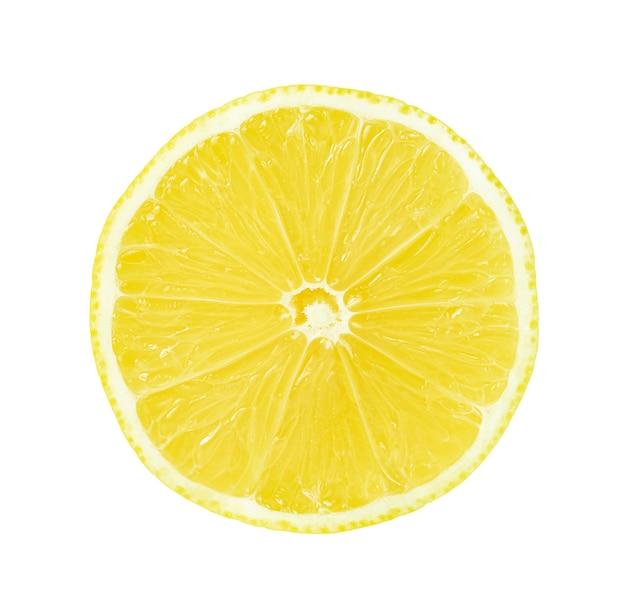 Tranche ronde de citron isolé sur fond blanc avec un tracé de détourage