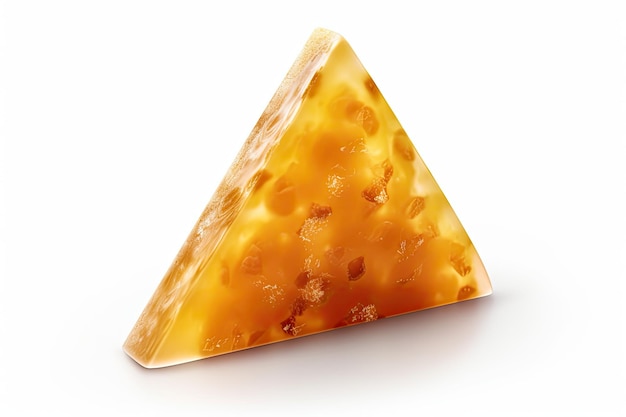 Tranche triangulaire de fromage isolé sur fond blanc Generative AI