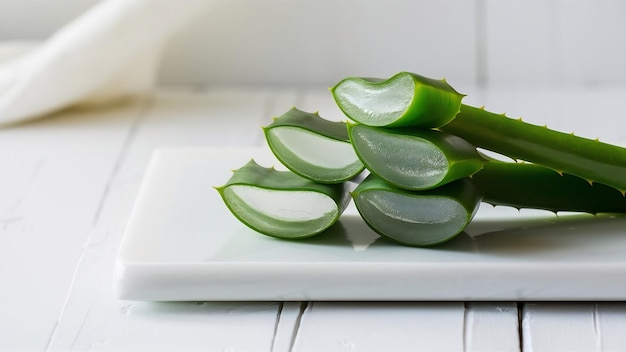 Photo tranches d'aloe vera pour le soin de la peau