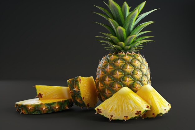 tranches d'ananas isolées avec voie de coupe