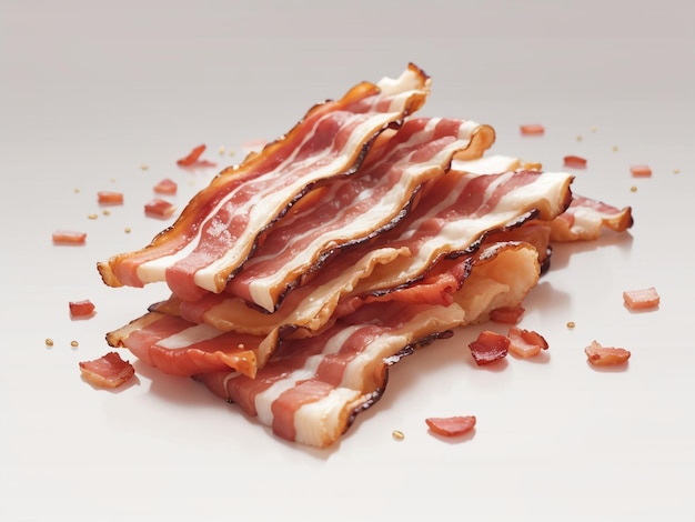 tranches de bacon cuites isolées sur un fond transparent ou blanc