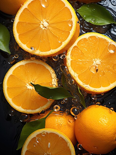 tranches de fruit d'orange avec du papier peint à l'eau
