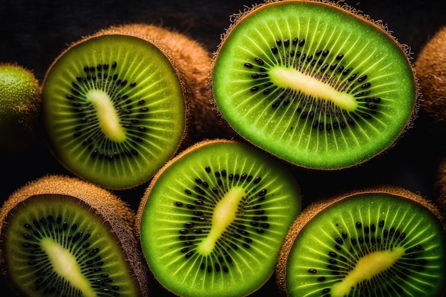 Tranches de kiwis sur fond de kiwis