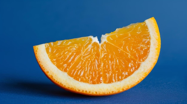 Des tranches d'orange isolées sur un fond bleu