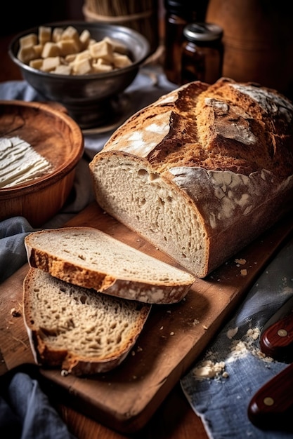 des tranches de pain sur la table de la cuisine